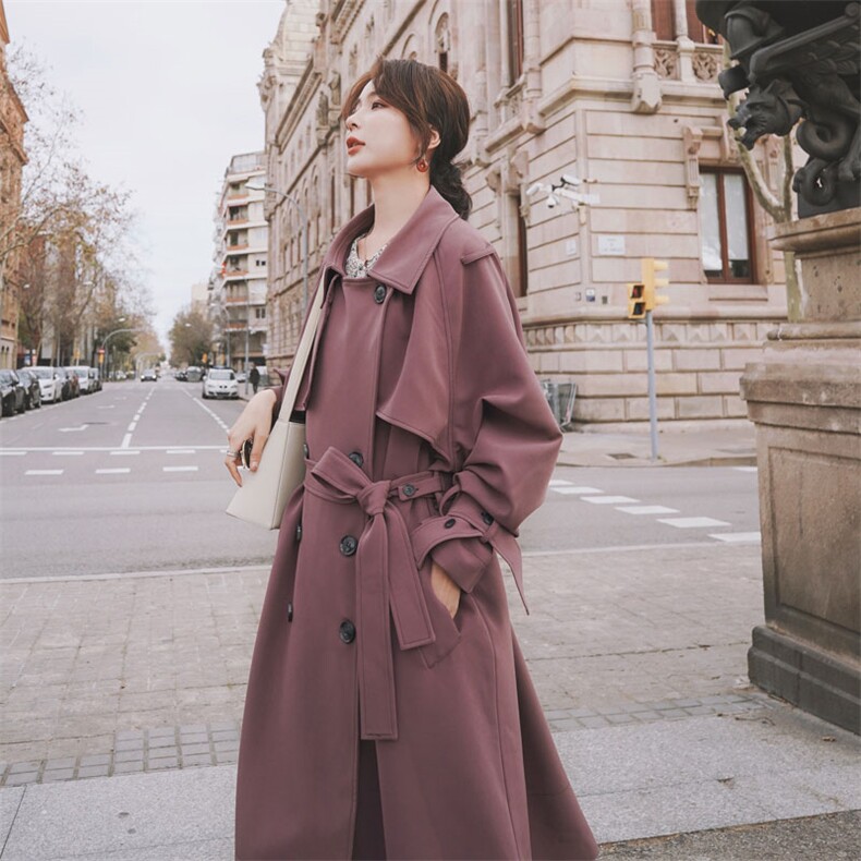 2020春季新款已出货粉紫色风衣225-F11（），女装风衣，浙宝225