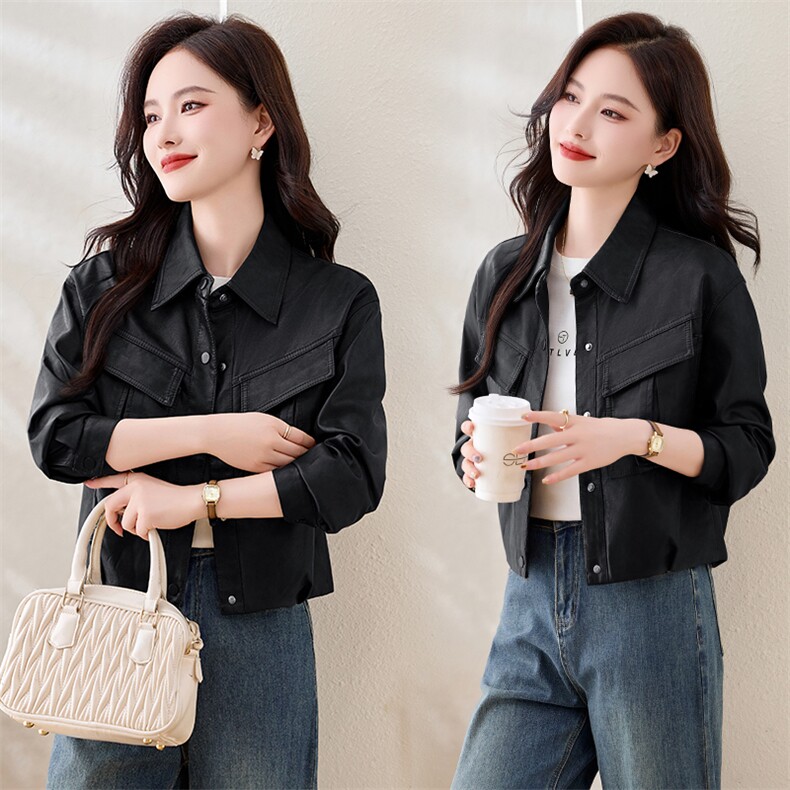 2025年新款皮衣百搭款上衣时尚洋气显瘦款，女装皮衣，魅家