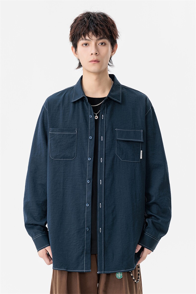 新款(跨境货源）长袖牛仔衬衫男宽松休闲外套,男装衬衫,星座1107-1