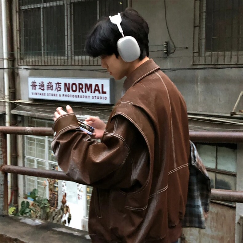 现货不缺货潮流男生假两件皮衣外套1209-1-JK17-P108（网图）,男装皮衣,星座1209-1