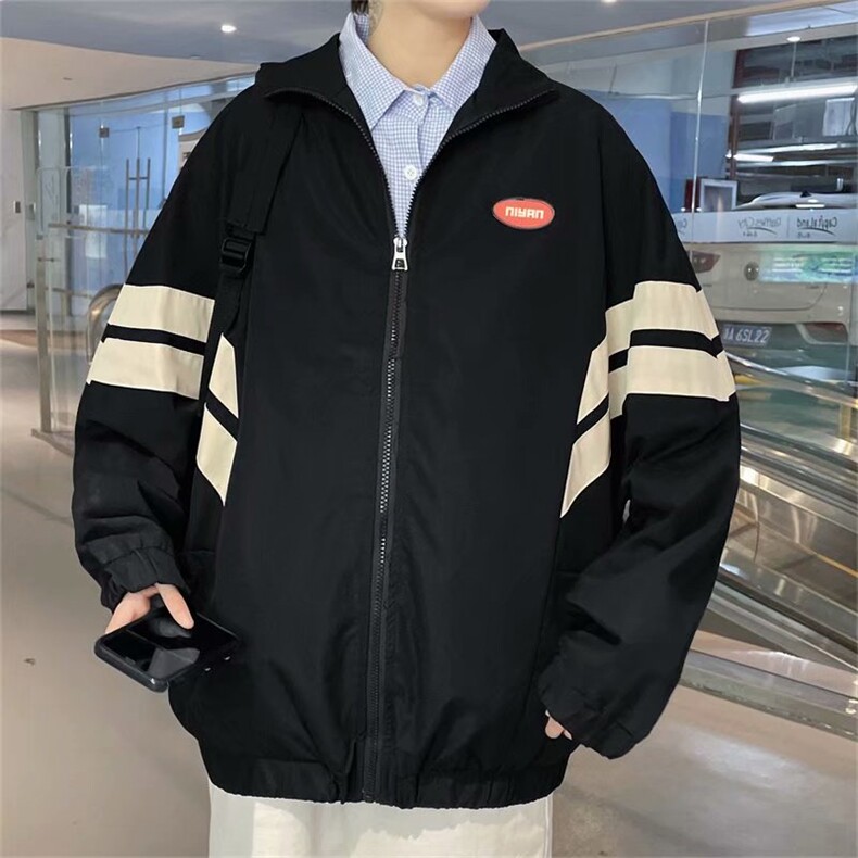 休闲宽松百搭外套嘻哈新款潮牌男条纹撞色夹克棒球服W1447-P48,男装夹克,星座512-2