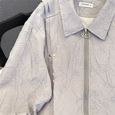 美式复古小众款男春秋季重磅褶皱设计宽松高街外套棒球服AK1/P88，女装短外套，星座506B