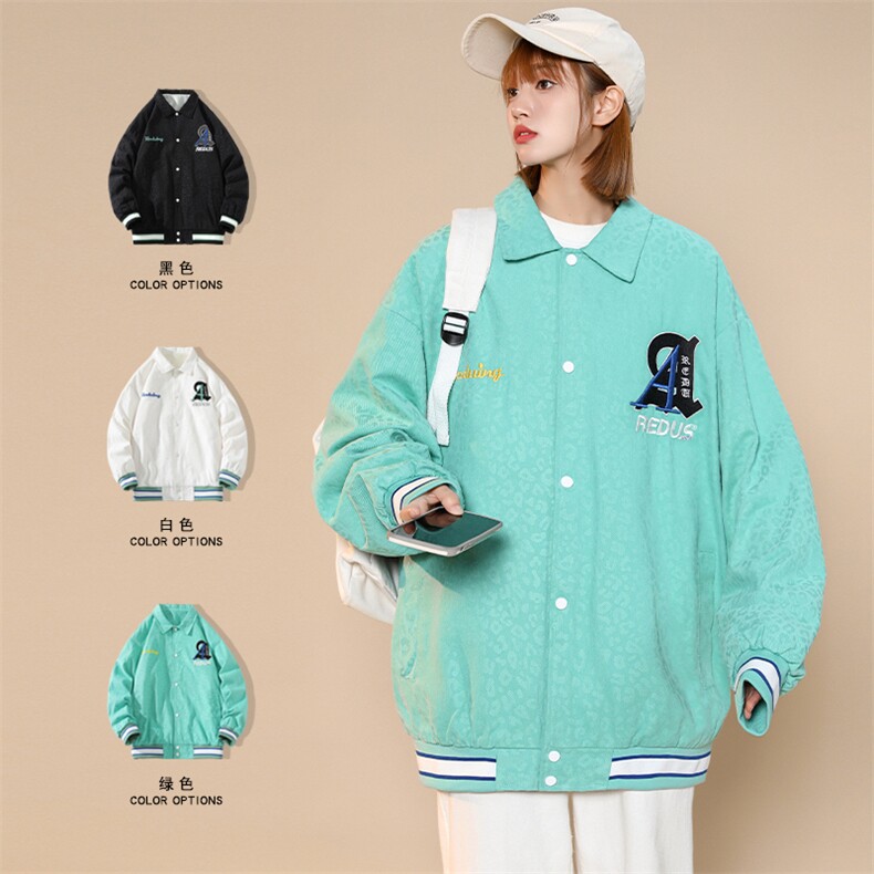2023秋装简约刺绣夹克潮中性风男女棒球服外套 8007-P85图片