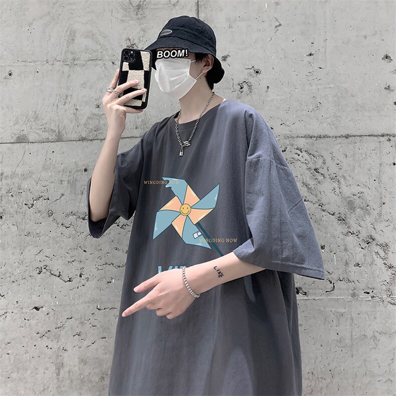 YT26112-P30亚短袖t恤男大码五分袖男宽松七分袖港风模特,男装T恤,电商A040