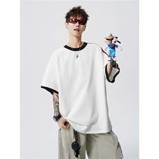 可二开三条杠重磅撞色棉M-5XL大码短袖T恤男CT78316P31控49.8，男装T恤，星座226-1