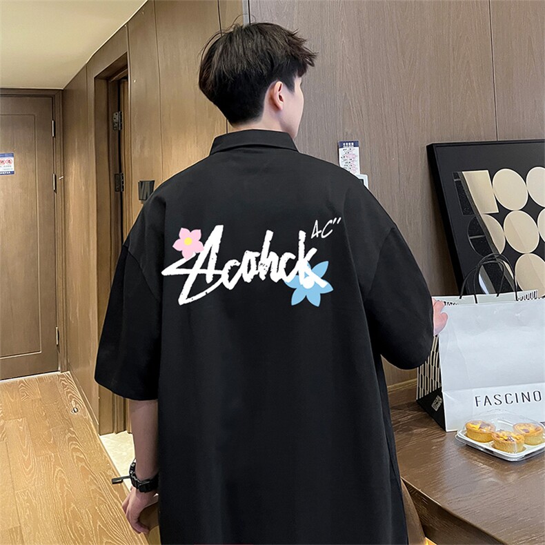 可设48小时支持抖音得物来样二开网眼透气翻领t恤美式短袖POLO衫,男装T恤,电商A486-1