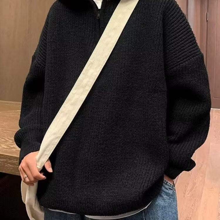 570-P45半拉链高领毛衣男款春秋慵懒高级感打底针织衫,男装针织衫/毛衣,电商B323A