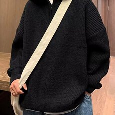 570-P45半拉链高领毛衣男款春秋慵懒高级感打底针织衫，男装针织衫/毛衣，电商B323A