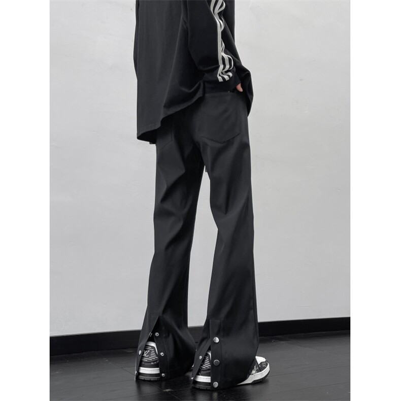 微喇叭美式高街vibe裤子修身显瘦直筒排扣拉链开叉裤K020-特批-39，男装休闲裤，星座718-1