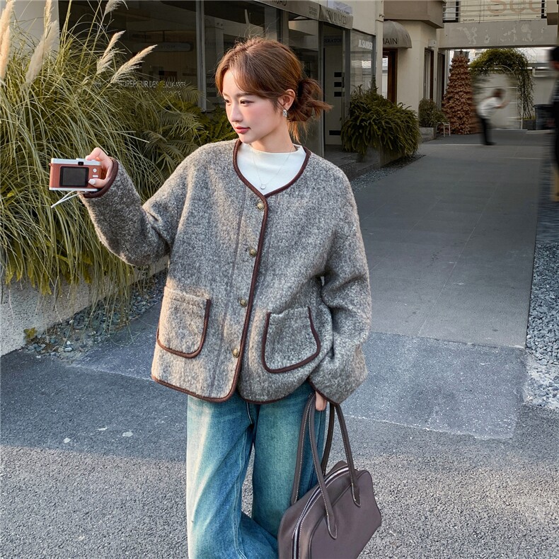 冬装新款2D112-5583短款洋气复古毛呢外套P185控278,女装毛呢外套,2D112