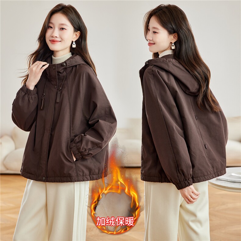 现货2025冬装新款加绒加厚休闲精品女装棉衣棉服派克服，女装派克服，木子恋