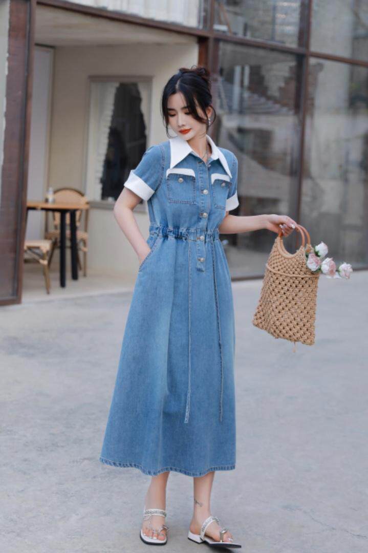 2023年夏装牛仔连衣裙，女装连衣裙，贻思茗