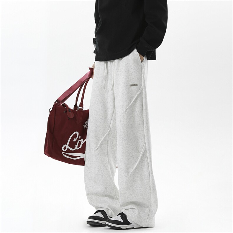 65%棉设计感拼接卫裤男长裤直筒常规特P45加绒50控7888，男装休闲裤，电商D205