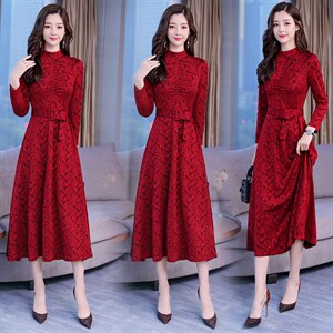 2021春季时尚潮流舒适简约个性拼色中长款长袖连衣裙,女装连衣裙,众宇琦