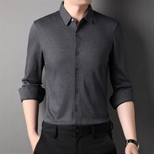 D66262钱塘2020-2中年男士春秋新款时尚休闲长袖衬衫货稳P137，男装衬衫，钱塘207-2