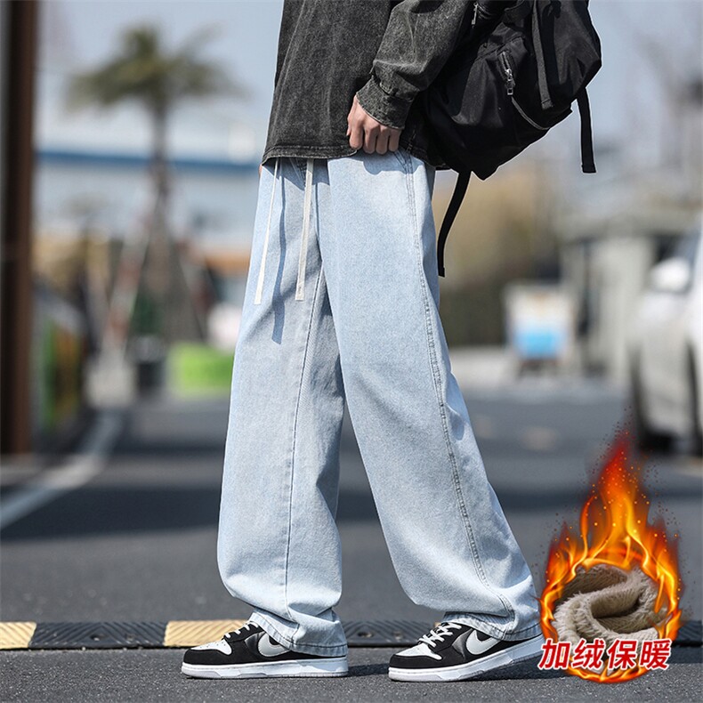 冬季加绒加厚牛仔裤男棉裤秋裤保暖抗寒宽松直筒裤子110-1-P45,男装牛仔裤,星座1006-1