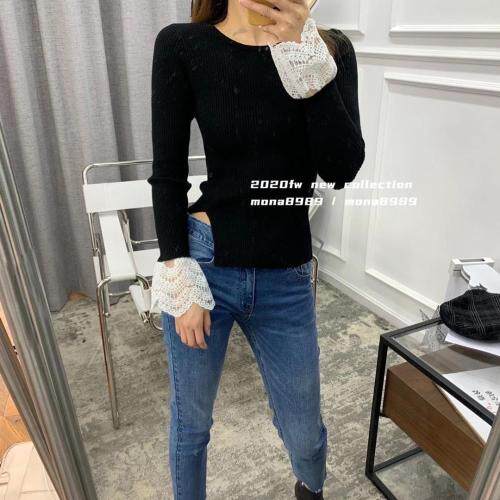 蕾丝拼接袖打底衫，女装，HE