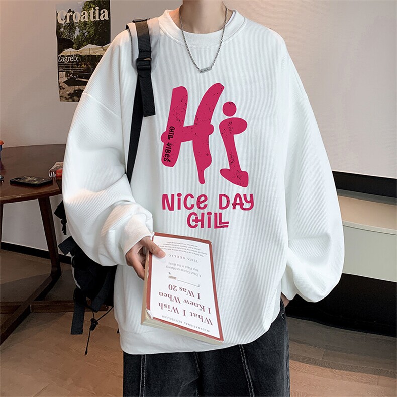 5XL华夫格卫衣男大码胖子圆领长袖t恤 HW76418-P30图片