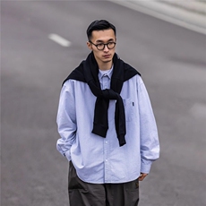 cityboy日系复古廓形条纹衬衫男女港风宽松长袖衬衣春季新款，男装衬衫，星座1210-1