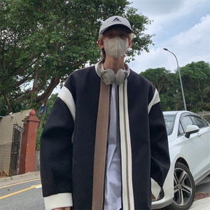 男装拼色夹克 23秋冬新款呢料毛呢大衣男生外套XZ514-2-F627-P115图片