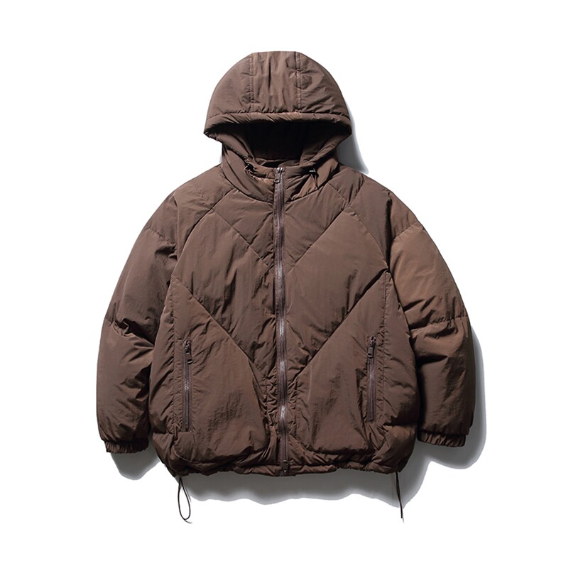 南夏乔装2025冬季新款纯色辑格连帽羽绒服日系复古宽松保暖羽绒袄,男装羽绒服,电商S006（B521）