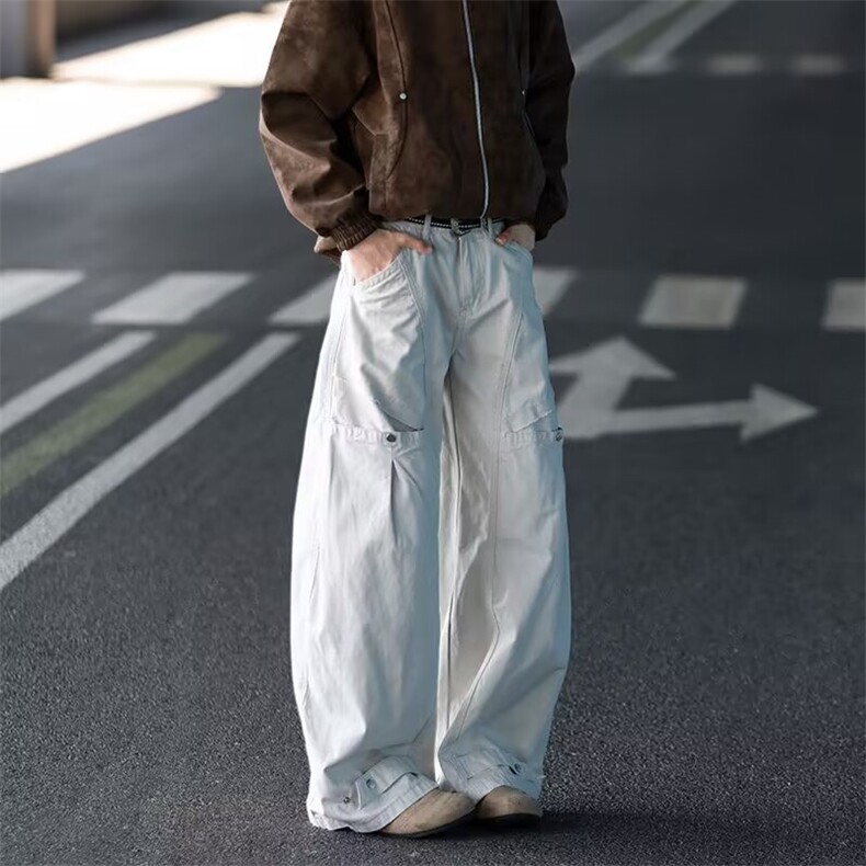 直筒工装裤男简约束脚运动长裤男宽松K0864-P55,男装工装外套,星座308B-2