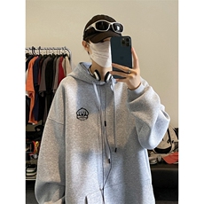 wassuphappy重磅连帽卫衣男款春秋季潮牌oversize酒红色休闲外套，男装卫衣，电商A007