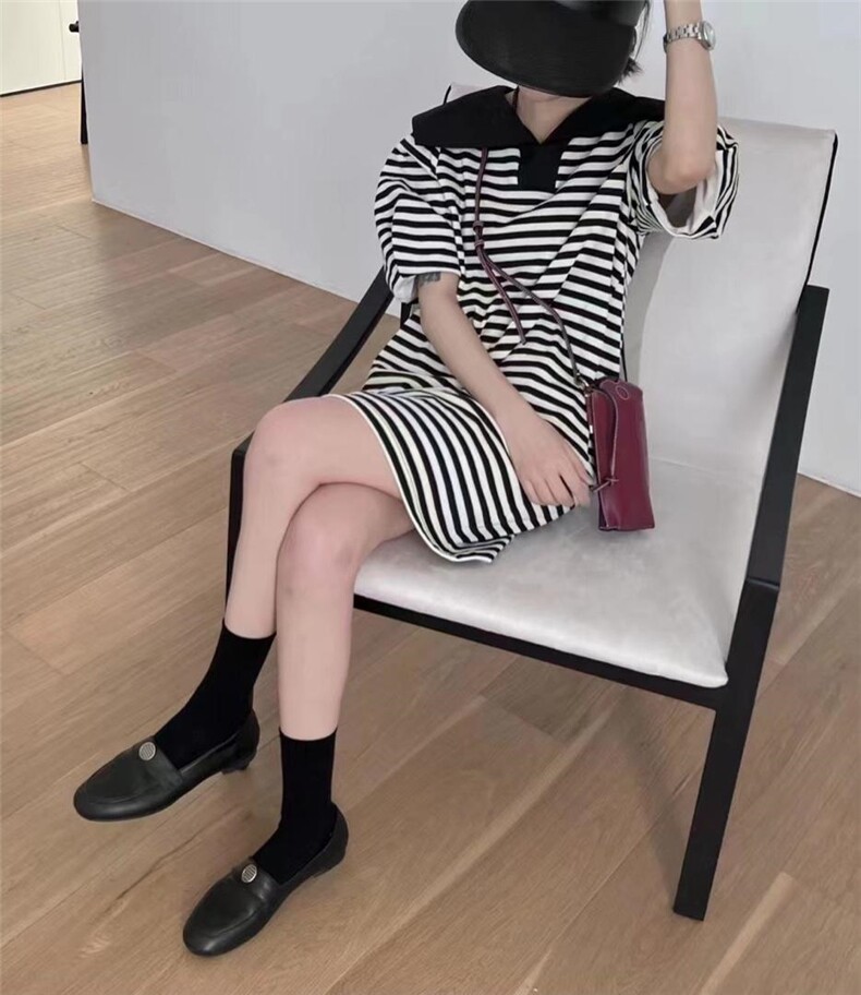 韩版横条纹连衣裙，女装连衣裙，依多坊