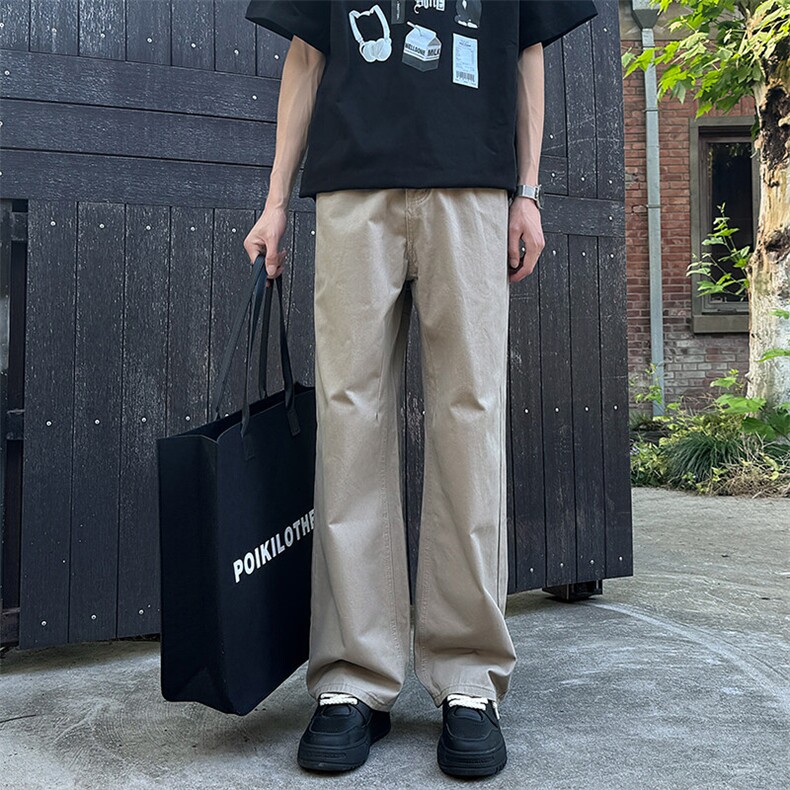 ！四季100棉%纯色四季款阔腿百搭垂感休闲裤子1229/p45，男装休闲裤，电商B381-2