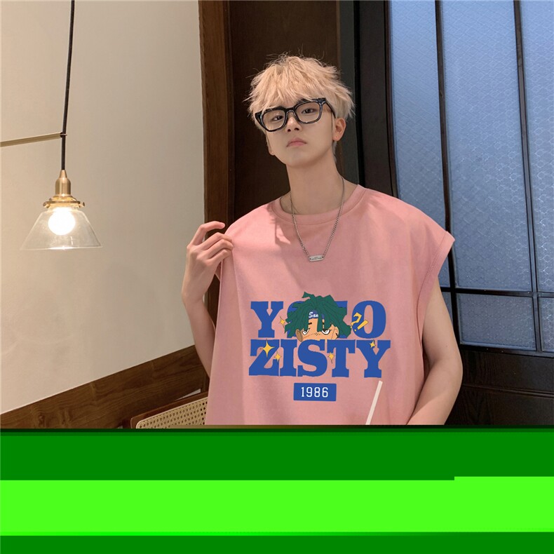 2025新款重磅高品质麂皮绒无袖坎肩背心蓝色字母印花JB4156-特P19,男装背心/马甲,星座508（原C305）