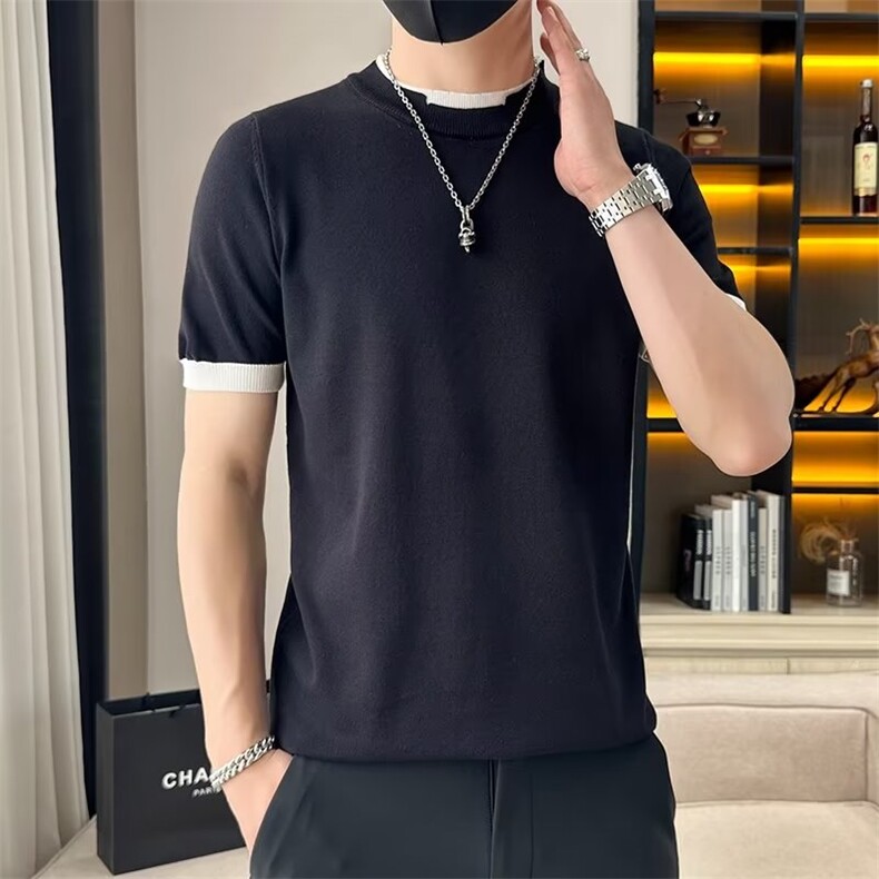 假两件短袖t恤男士新款夏季衣服潮牌日系时尚圆领体恤TM34,男装T恤,星座1116A-2（原606A-1）