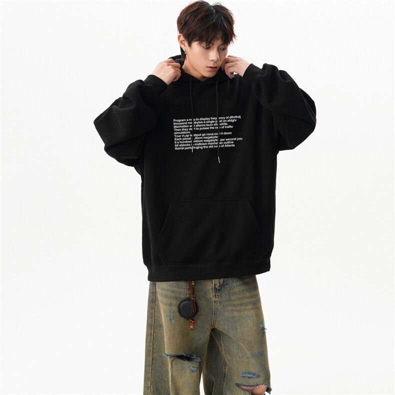 2025秋装美式高街hiphop字母印花宽松连帽卫衣重磅A025-W702-P55,男装卫衣,电商A025