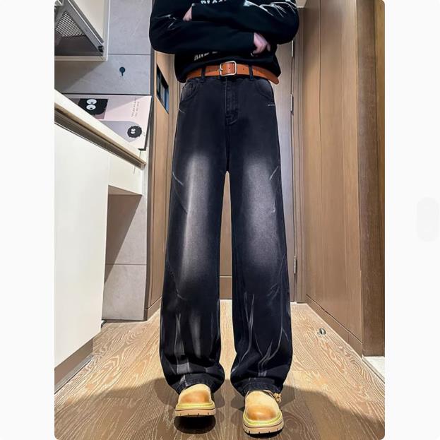 美式扎染牛仔裤男新款复古宽松阔腿直筒裤子NA51-P50,男装牛仔裤,星座208-5