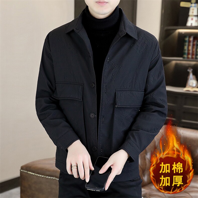 冬季高品质加棉翻领潮流百搭夹克宽松休闲棉衣外套男A57P95,男装毛呢大衣,电商B226