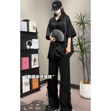 量大优供视频冰丝衬衫新中式可立领腰果花缎面提花C2455-Tp35，男装衬衫，星座1213