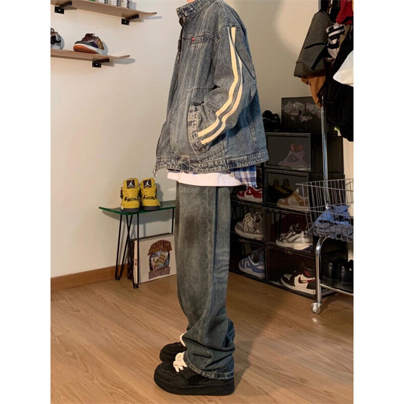 【有货】JK13CC-特P78条纹牛仔外套男水洗美式立领夹克,男装夹克,星座1007（原301D）