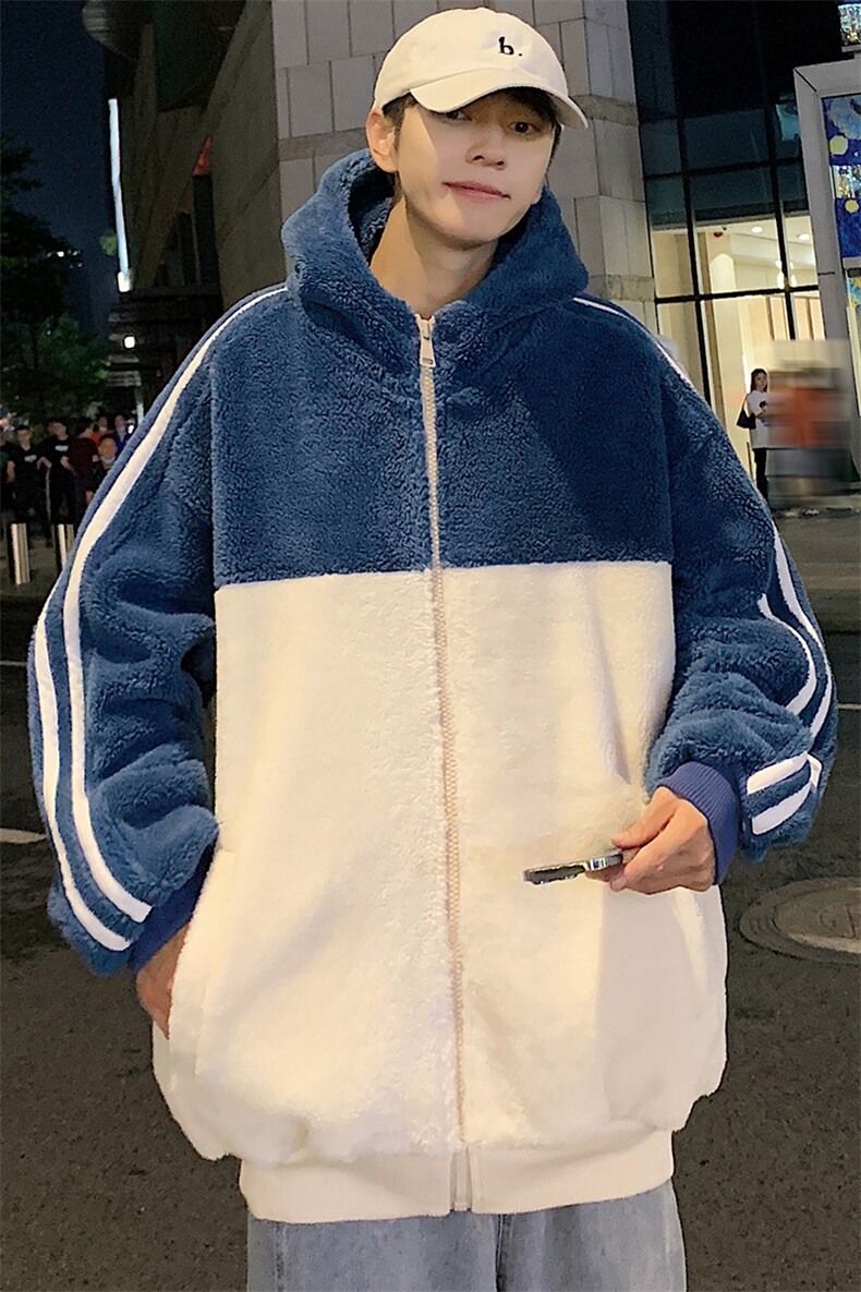 2024冬款潮加绒清新棉衣羊羔绒保暖连帽外套男女921-P110控价158,男装棉衣,电商A441-1