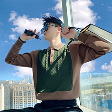 AW193/特P78控108春季社会小伙拼接撞色设计感百搭小伙卫衣男咖首，男装卫衣，星座305B-1