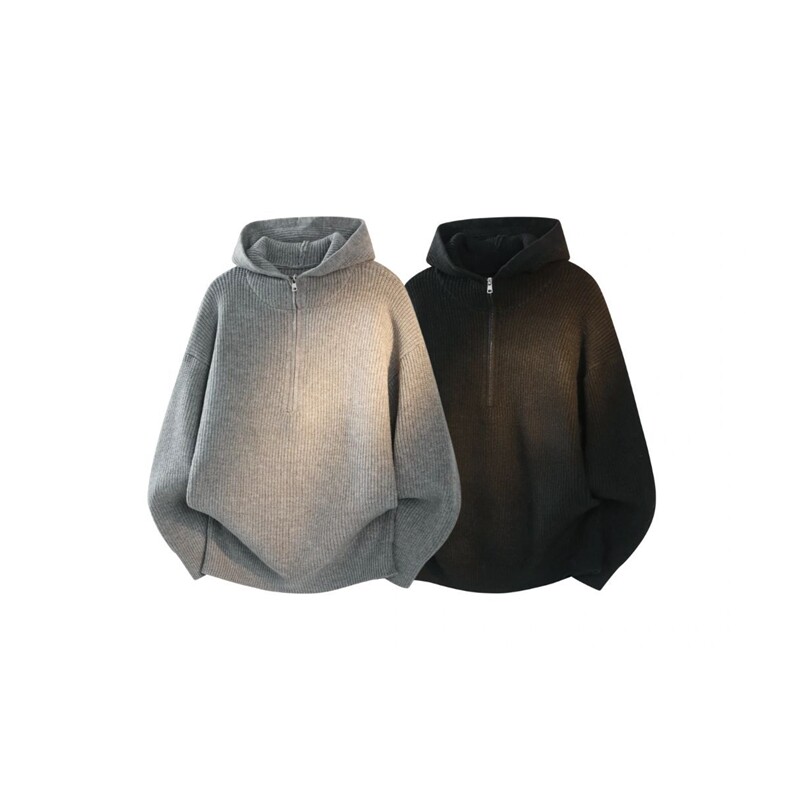 1303B-MY841-P45特P秋冬美式重磅休闲半拉链连帽毛衣内搭针织衫，男装针织衫/毛衣，星座1303B