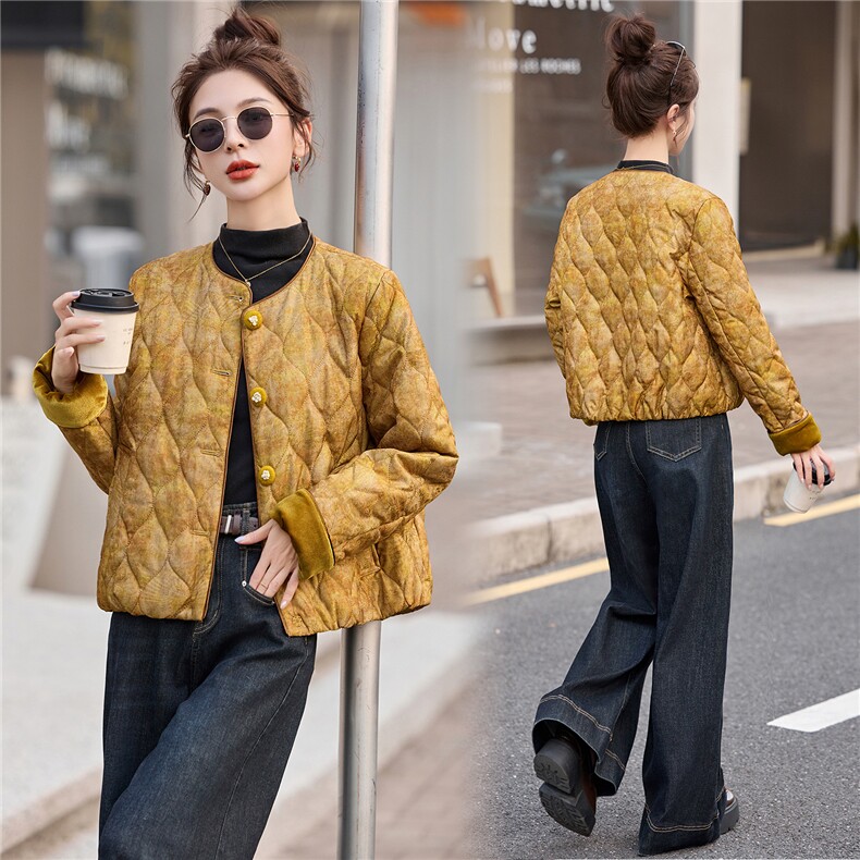 现货新中式棉服夹棉外套女2025新款冬季洋气棉袄年轻款短款棉衣,女装棉衣/棉服,仟媚宠