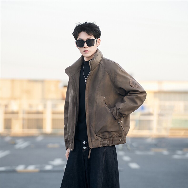 天台景刺绣皮羽绒服男B321-28996-P245，男装羽绒服，电商B321-1