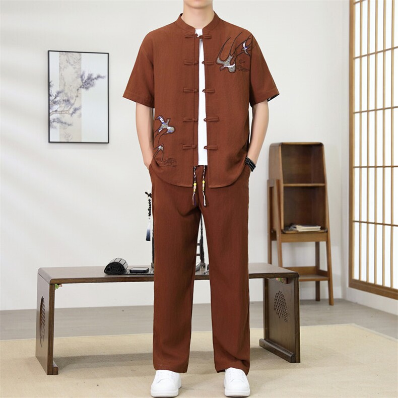 （版权注册仿款必究）夏季新款套装冰丝短袖长裤休闲时尚两件套,男装T恤,星座1206（原A206）