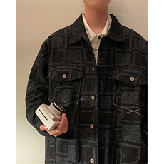 2023新款牛仔外套潮牌上衣男装衣服秋装春季棋盘格夹克JK960-P76，男装夹克，星座1103-3