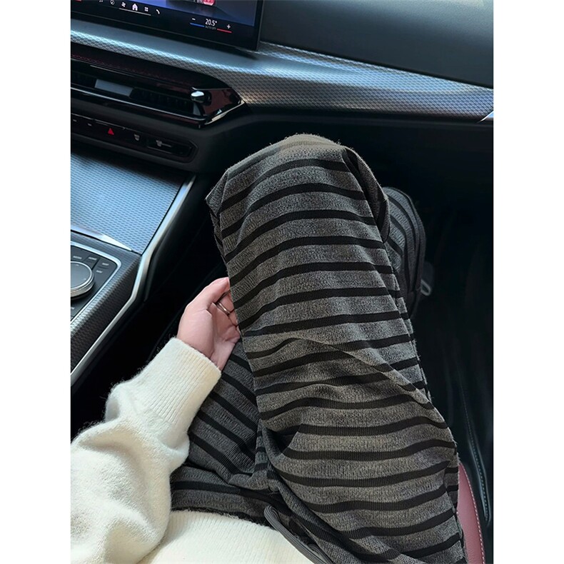 2025秋季港风复古宽松新款条纹针织直筒休闲裤男K24121-特P30控58，男装休闲裤，电商A001