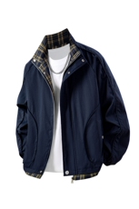 2025外套立领夹克男士拼接潮流款式格子休闲外套百搭上衣2595-P48，男装夹克，星座1402-2