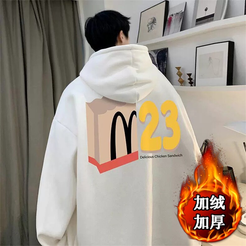网络图现货 潮流华夫格加绒男款秋冬重磅连帽百搭卫衣J170-P36图片