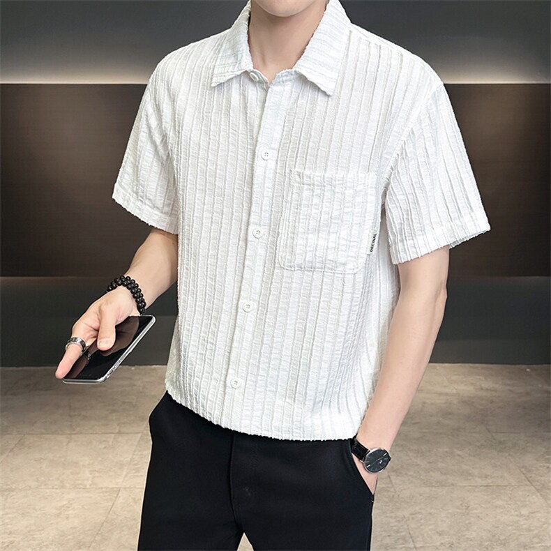 男士短袖衬衫高级感定制面料冰丝透气档口大货C317-C801-P55,男装衬衫,电商C317