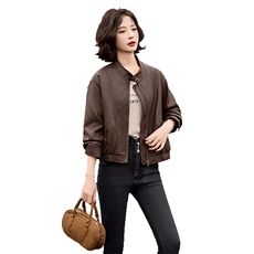 短款棒球服外套女春秋2025新款高端小个子宽松显瘦百搭夹克上衣潮，女装皮衣，美拉德工厂直营店
