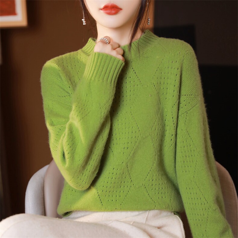 纯色女2024年新款秋冬季内搭针织羊毛衫，女装羊毛衫，琳尚羊绒