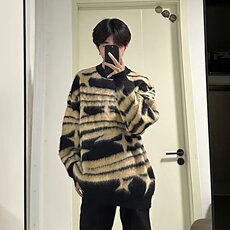 MY9175-P47情侣装秋冬季美式潮牌复古圆领毛衣慵懒风套头撞色，男装针织衫/毛衣，电商B323A